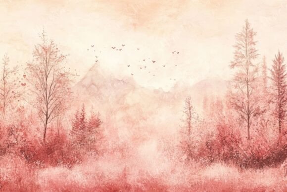 Download Serene Landscape with Soft Hues Trees - Soft hues Collection