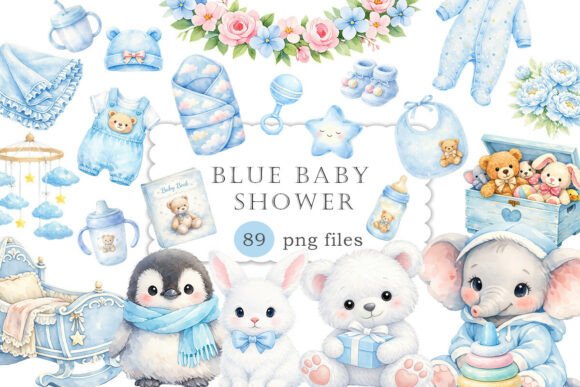Download Blue Baby Shower Clipart Watercolor PNG - Watercolor png Collection