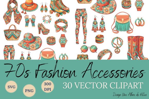 Download 70s Fashion Accessories - 30 VECTORS - 70s Collection
