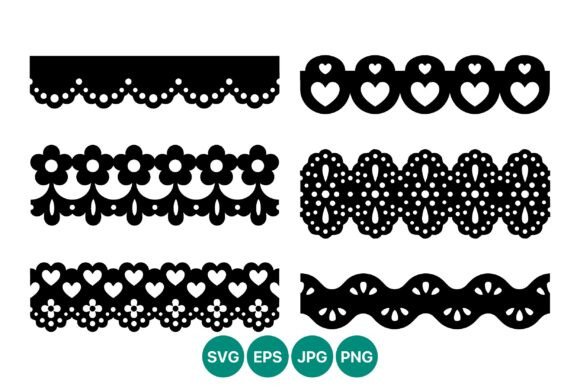 Download Black White Lace Borders Hearts Flowers - Hearts Collection
