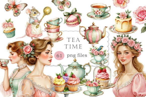Download Shabby Tea Time Victorian Watercolor PNG - Watercolor png Collection