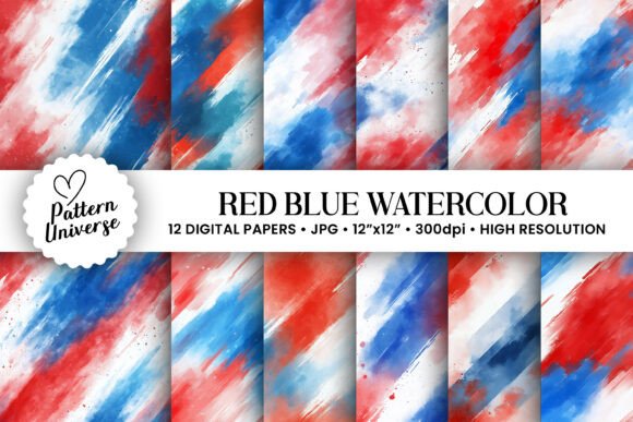 Download Red Blue White Watercolor Pattern - White watercolor Collection