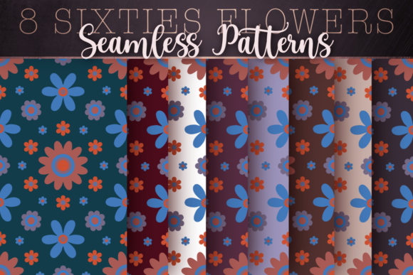 Download Vintage 60s 70s Flowers Seamless Pattern - 70s Collection