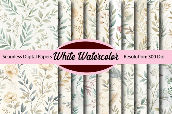 Download White Watercolor Seamless Digital Paper - White watercolor Collection