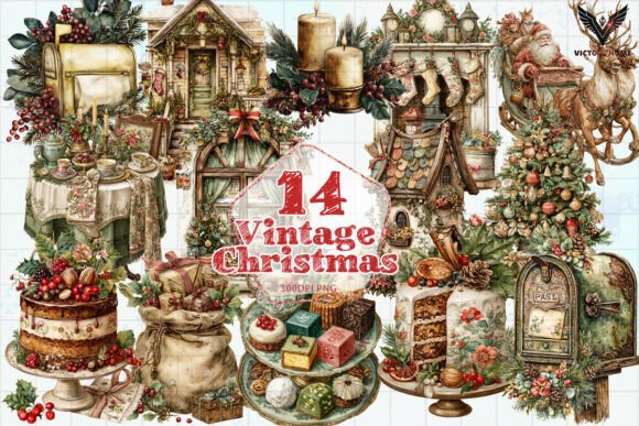 Download Vintage Christmas Watercolor PNG - Watercolor png Collection